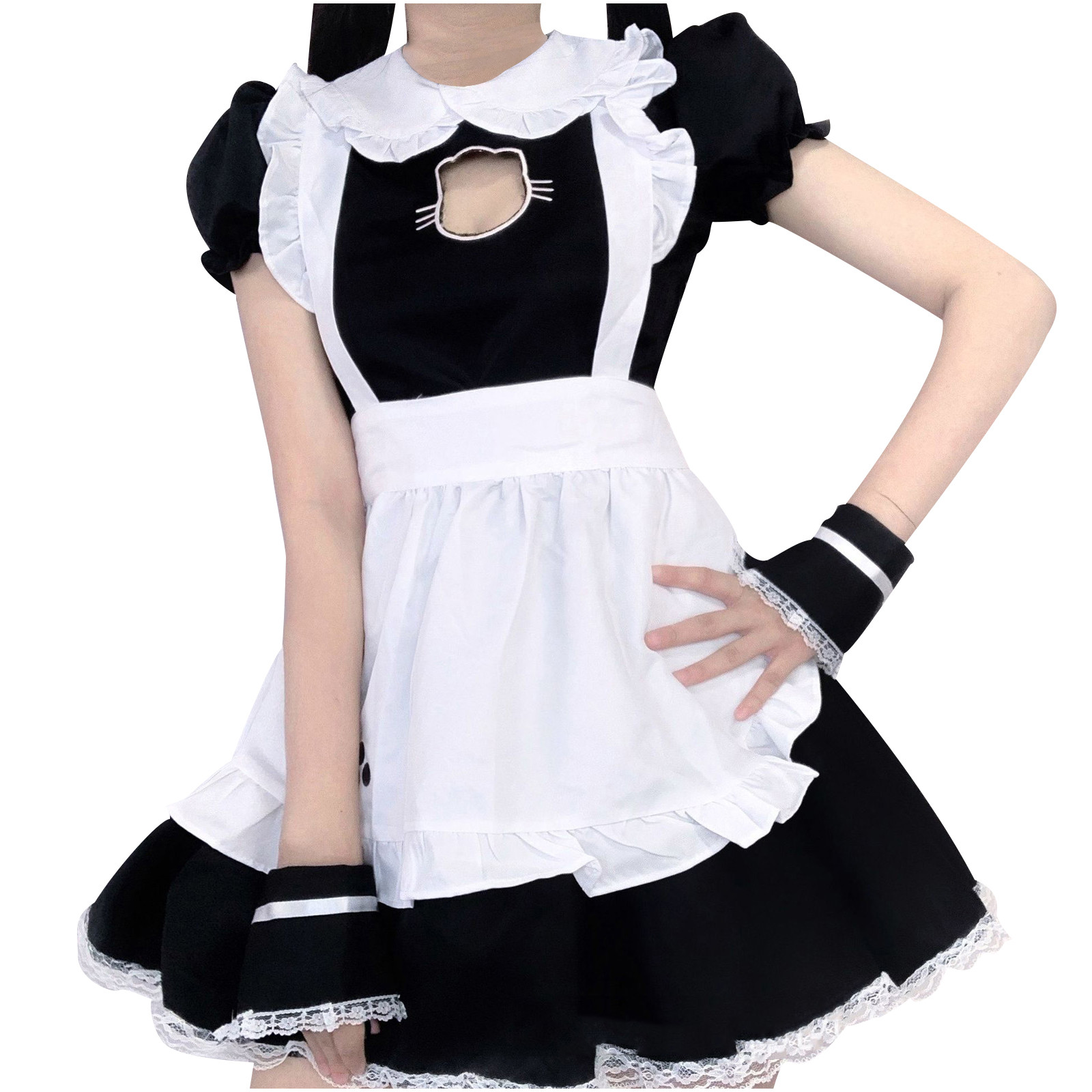 thumbnail image 3 of Vestido de cosplay de sirvienta para mujer - Incluye delantal/tocado - Poliéster - S-XXXXL, 3 of 8